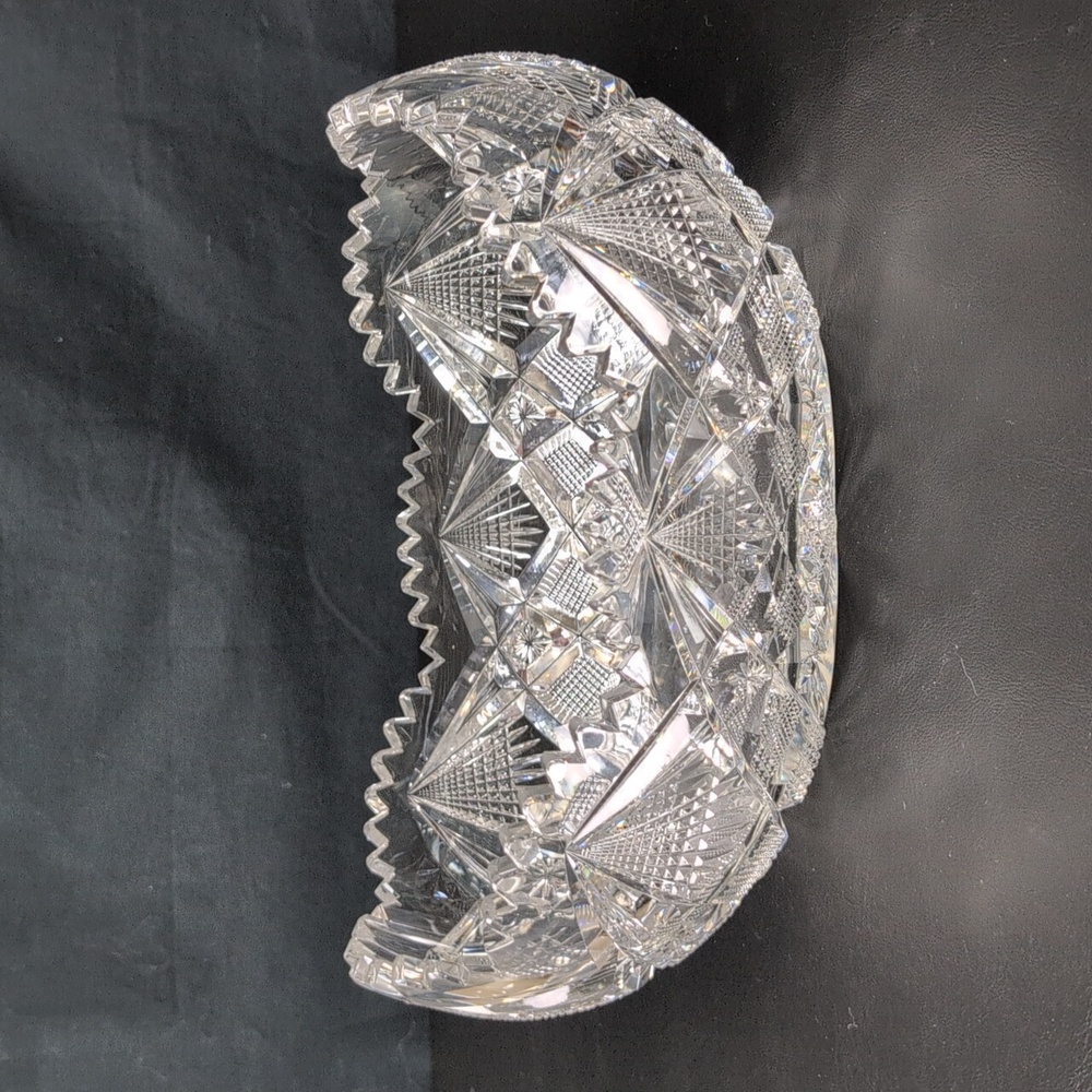 VTG BRILLIANT CUT GLASS BOAT BOWL